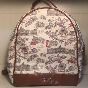 Harrods White London Outline Backpack